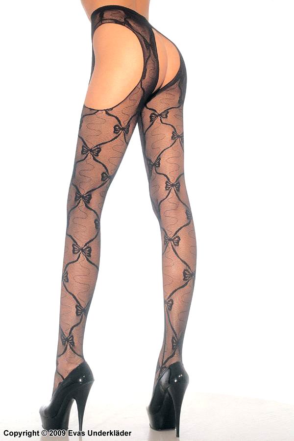 Suspender Pantyhose With Bow Patterns Plus Size 